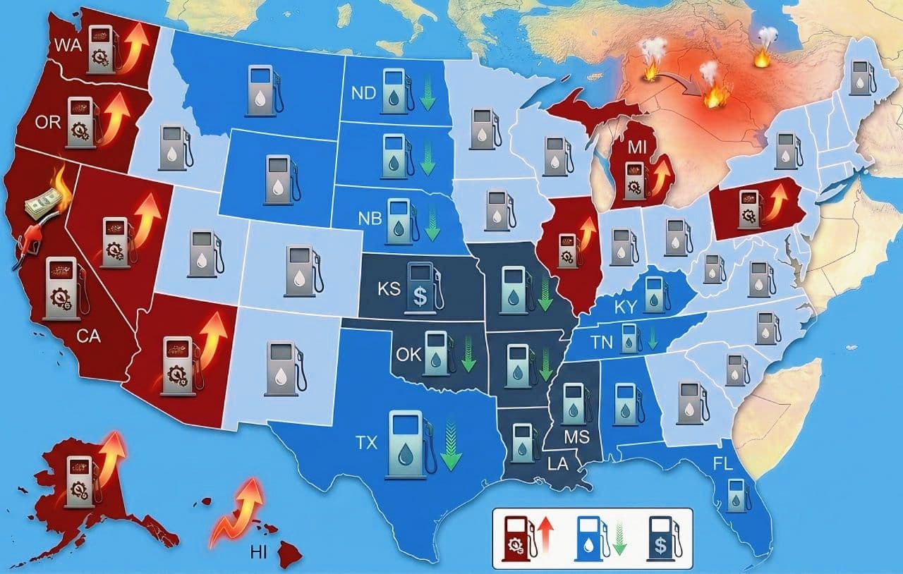 Gas Prices Surge Amid Middle East Tensions: Cheapest & Costliest States Revealed